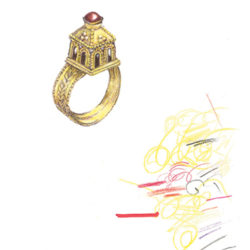 Disegno dell'anello in oro di Egnazia, fine del VI - inizi del VII secolo d.C.